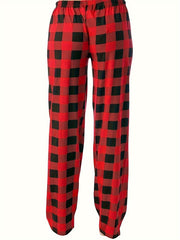 Women's Plus Plaid Print High Rise Stretch Pants