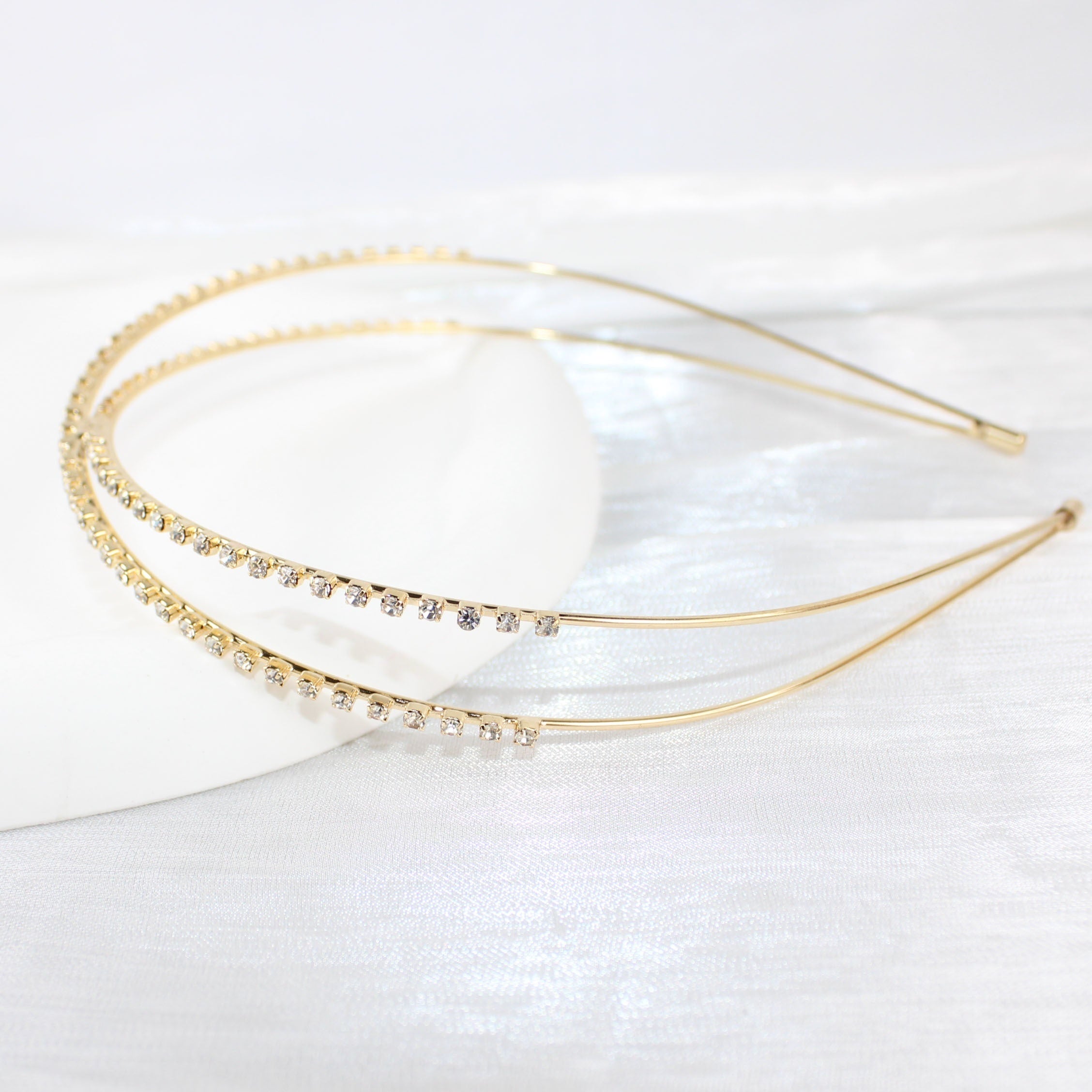 Crossed Rhinestone Headband Skinny Headdress Hair Band for Wedding
