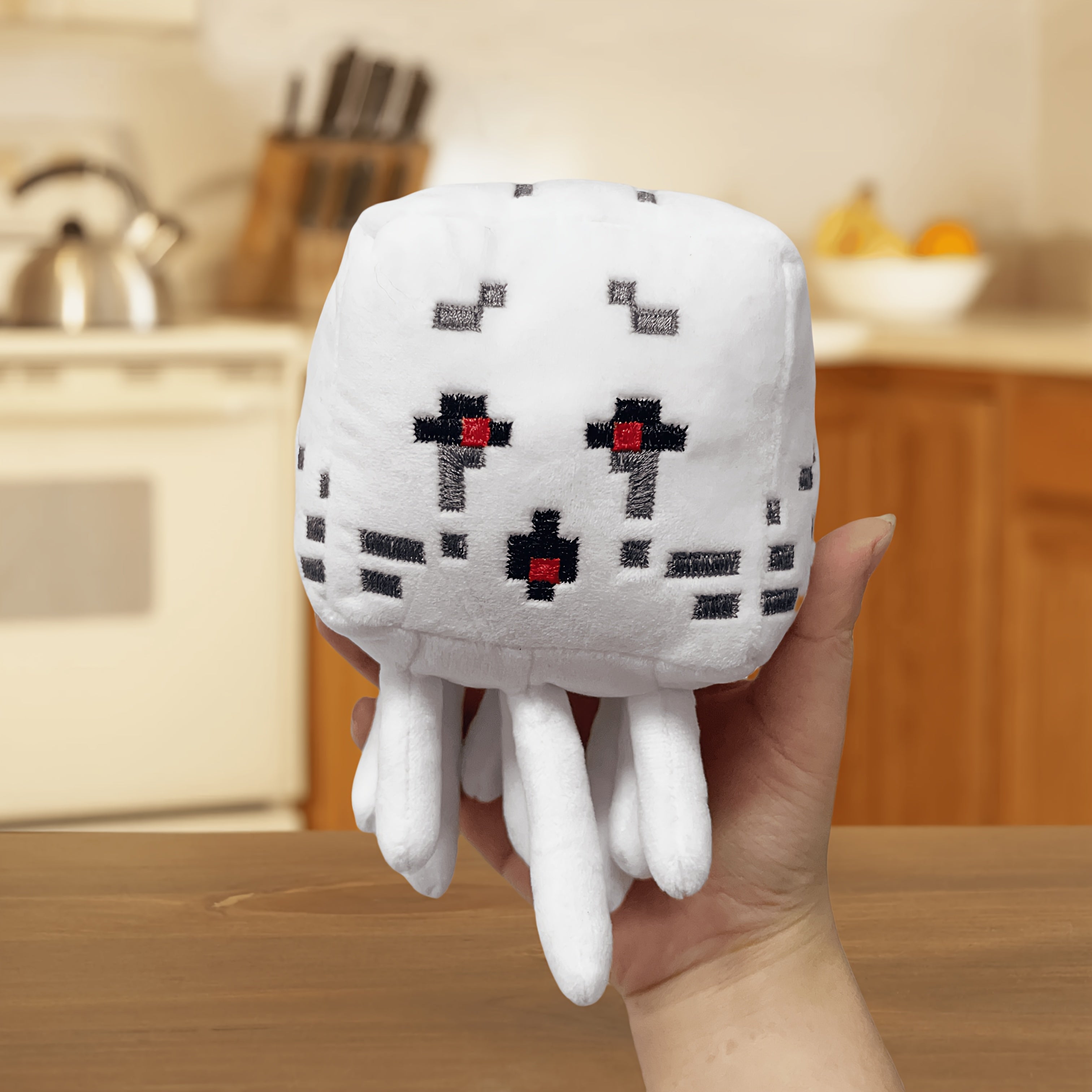Pixel Art Plush Toy Soft Stuffed Animal Red Accents High Fabric Kid
