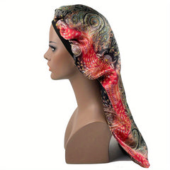 Paisley Print Satin Bonnet Double Layer Sleeping Cap Long Hair Bonnets
