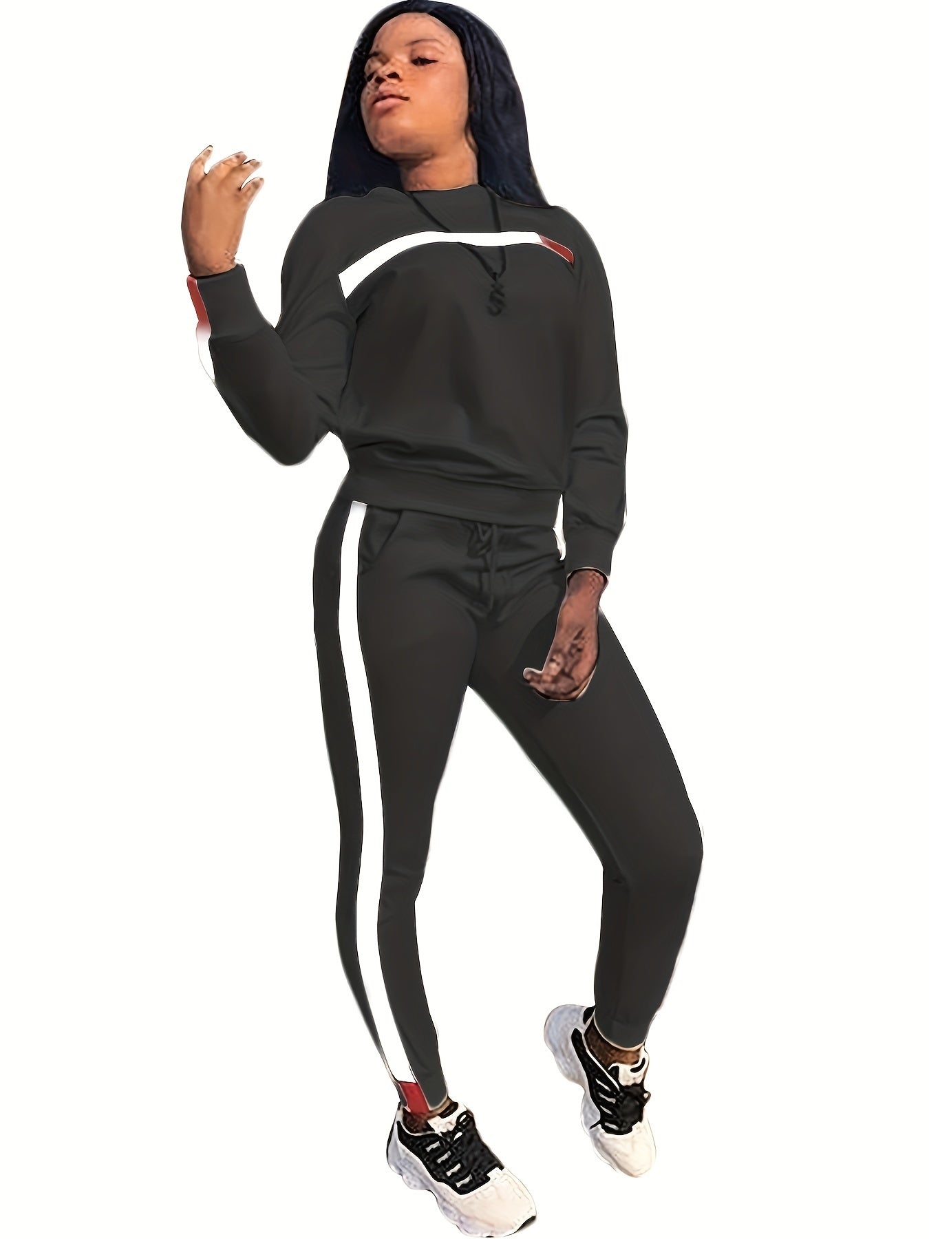 Casual 2pc Set Crew Neck Tops & Running Pants