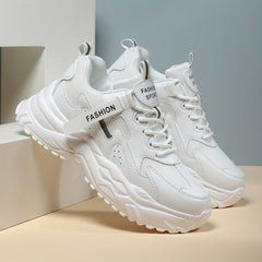 Women's Faux Leather Heighten Chunky Sneakers for Outdoor Sports