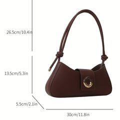 Vintage Underarm Bag PU Shoulder Bag Women's Casual Crescent Hobo Handbag