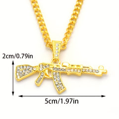 Alloy Punk Hip Hop Necklace Submachine Gun Pendant Necklace