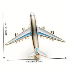 Enamel Red Geometric Airplane Brooch for Men