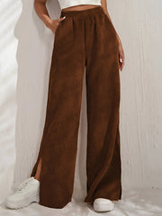  Corduroy Wide Leg Pants High Rise Side Split Pockets