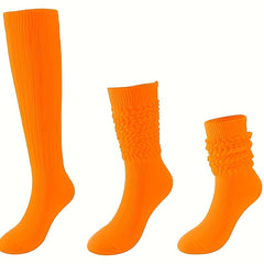 5 Pairs Solid Calf Socks Knee High Women's Stockings Hosiery