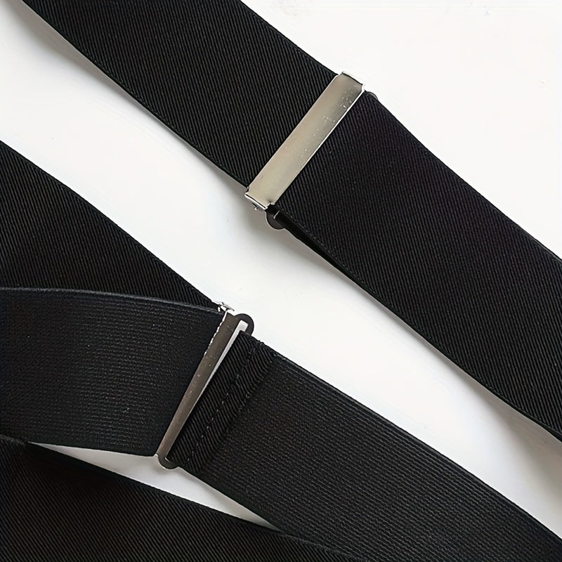  Wide Men's Suspenders High Elastic Adjustable 4 Strong Clips Suspender