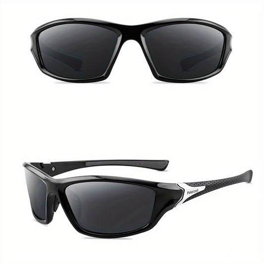 Y2K Polarized Rectangular Sunglasses Thick Frame Eyeglasses Women Fishing Wrap