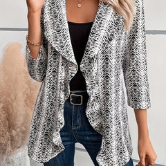  Chevron Print Open Front Cardigan