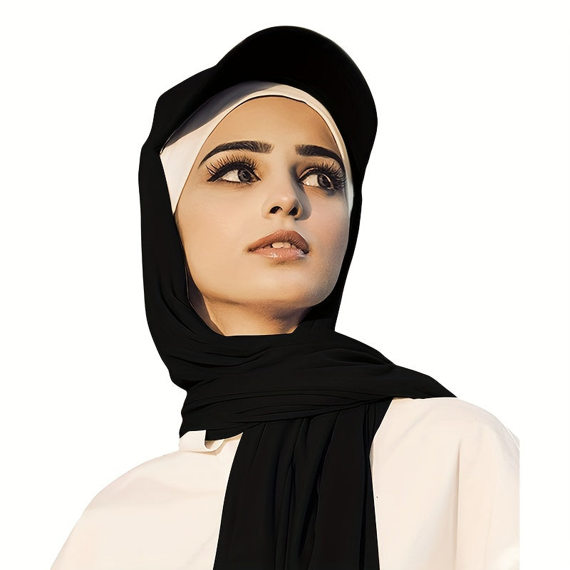 Women Adjustable Baseball Cap With Long Bubble Chiffon Head Wrap Hat And Shawl