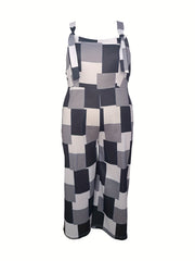  Colorblock Square Neck Wide Leg Jumpsuit