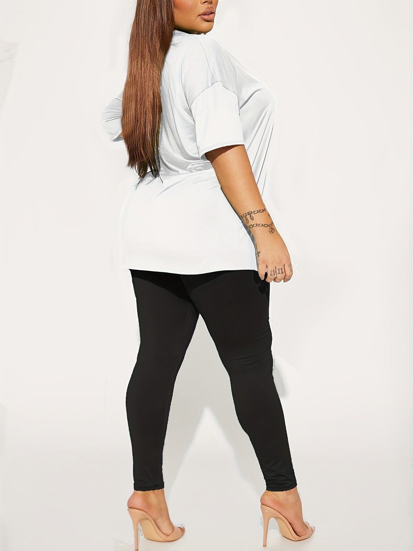 Bear Print Casual Two piece Set Crew Neck T shirt & Slim Pant
