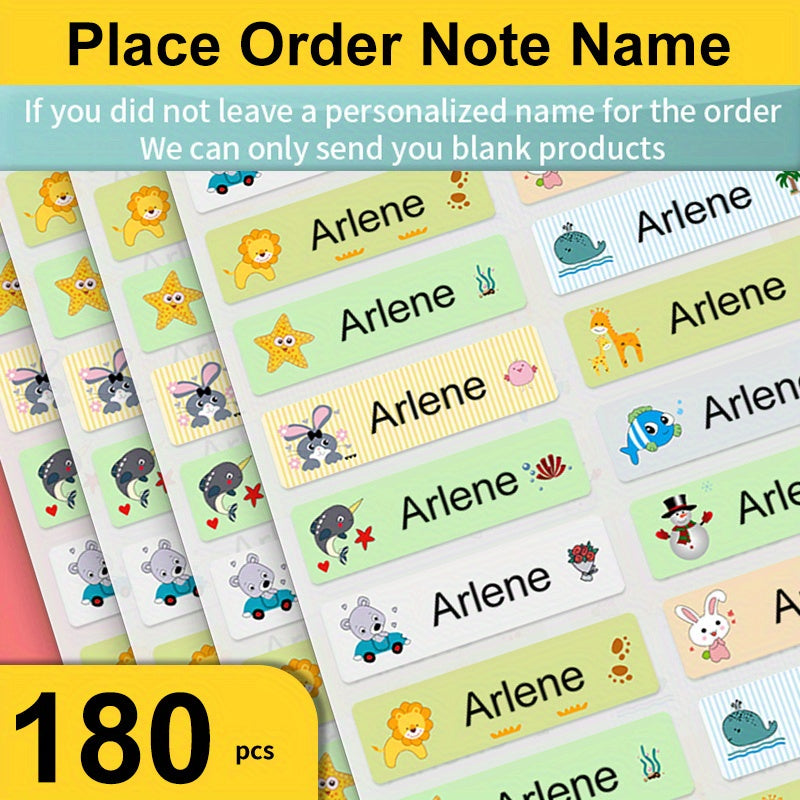Custom Name Stickers Waterproof Labels Animal Tags Pack Of 120 180pcs