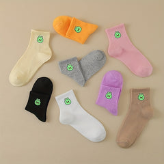 8 Pairs Frog Print & Funny Mid Tube Socks Women's Stockings