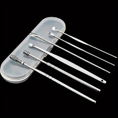 6pc Stainless Steel Ear Cleaning Set Portable Hygienic Ear Scoop Tool