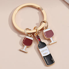 Vintage Wine Beer Drink Bag Key Chain Ornament Charm Accessories
