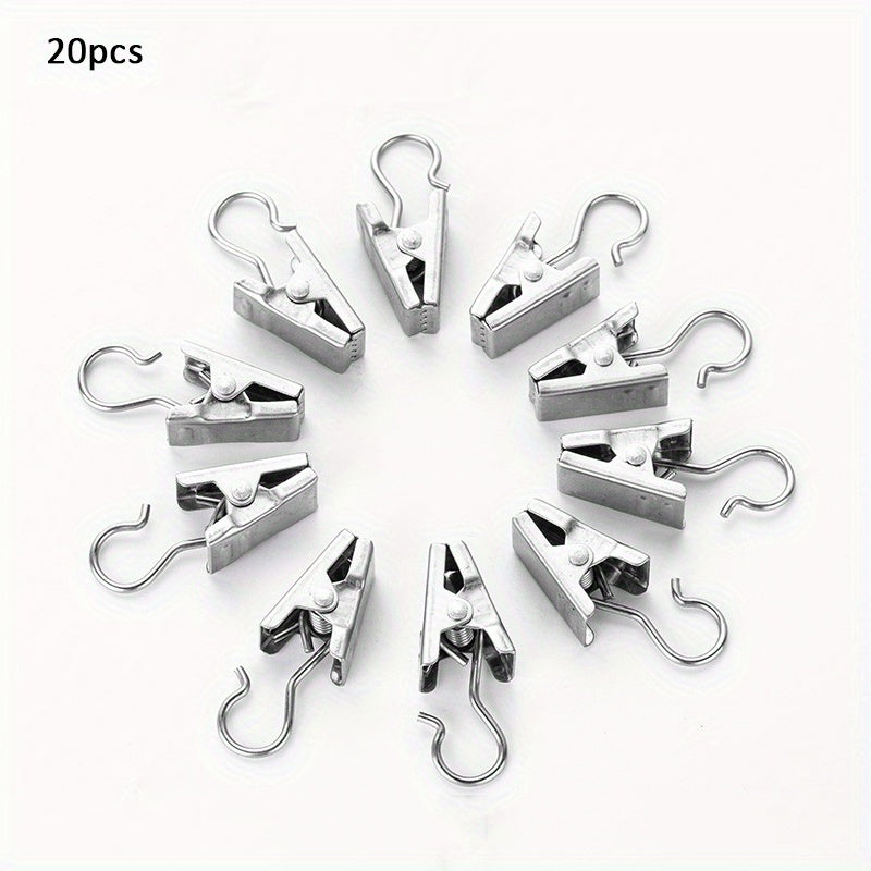 20pcs Stainless Steel Curtain Clips for Easy Hanging and Storage