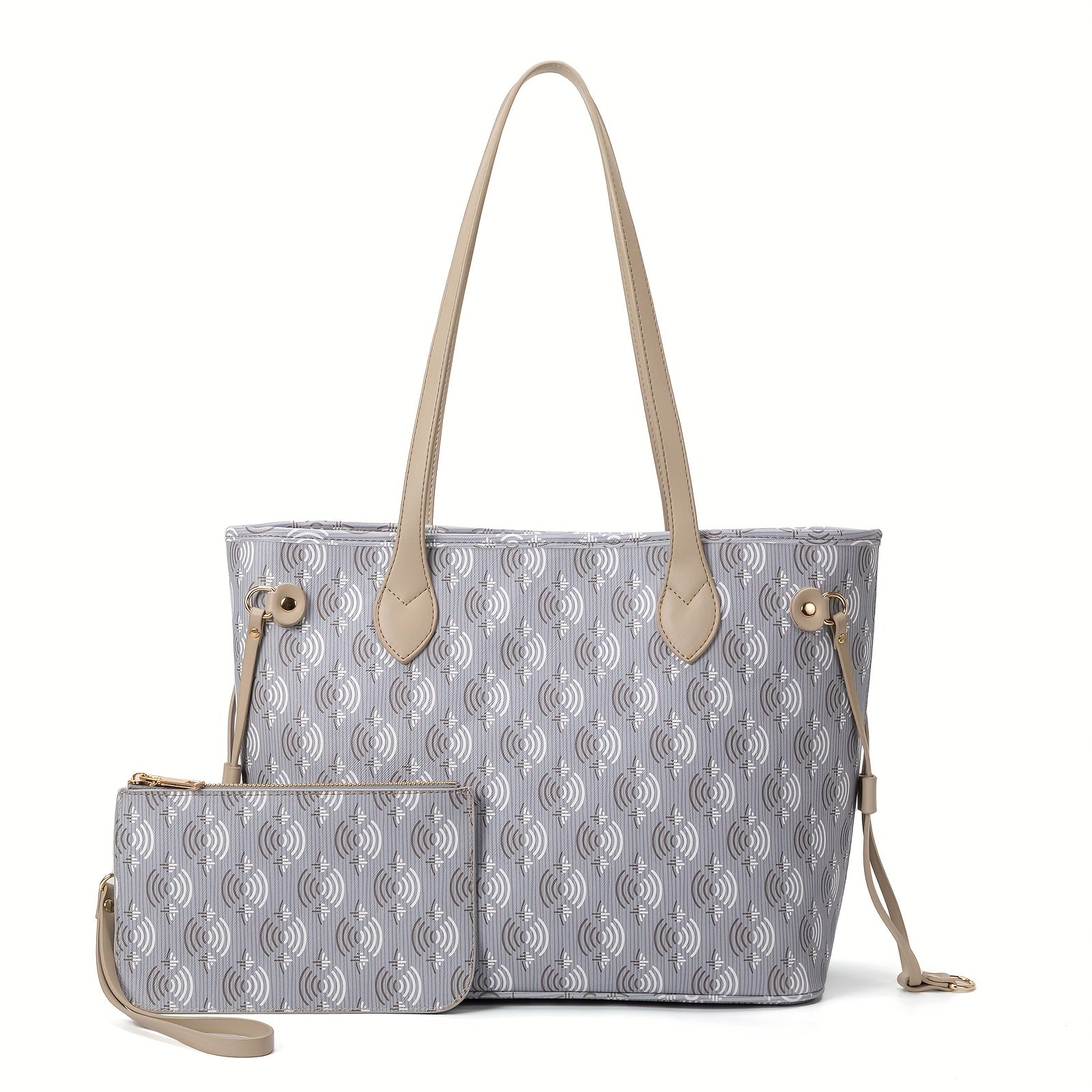 Vintage Geometric Print Tote Bag Retro Shoulder Bag & Purse
