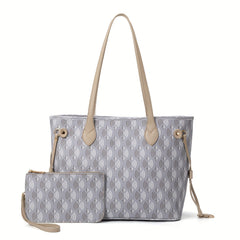 Vintage Geometric Print Tote Bag Retro Shoulder Bag & Purse