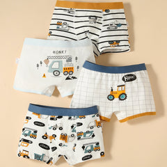 4pcs Boys Teen Cartoon Boxer Briefs Clothes