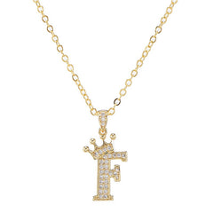 Zircon Inlaid Alphabet Necklace 18K Plated Clavicle Chain for Women