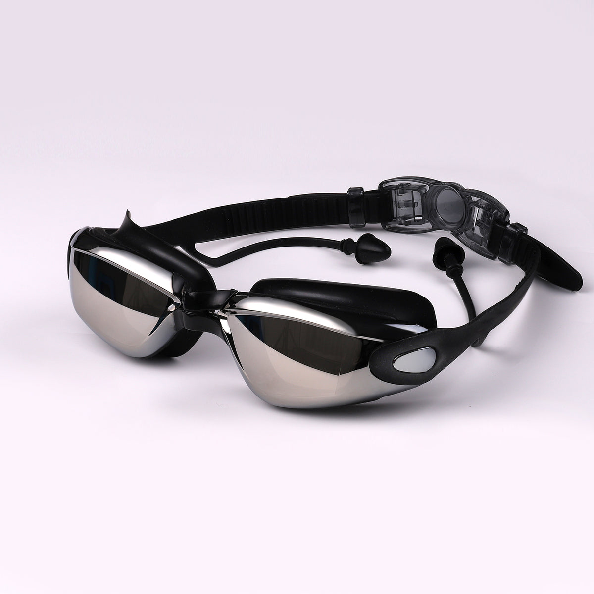 Electroplated Swimming Goggles Anti Fog Glasses & Earplugs