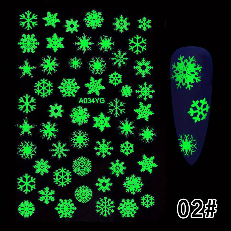 Glow in the Dark 3D Nail Decals DIY Nail Art Stickers for Girls