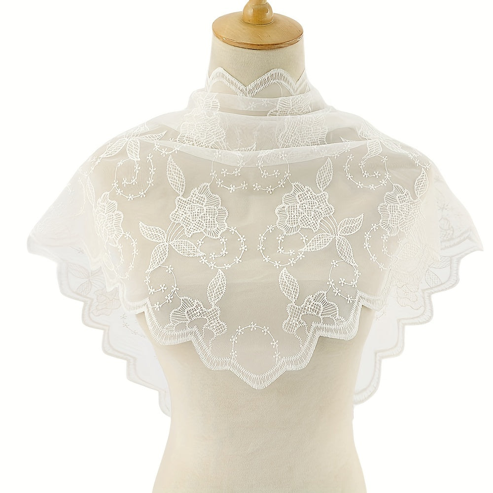 Lace Flower Embroidery Triangle Veil Mantilla Head Cover