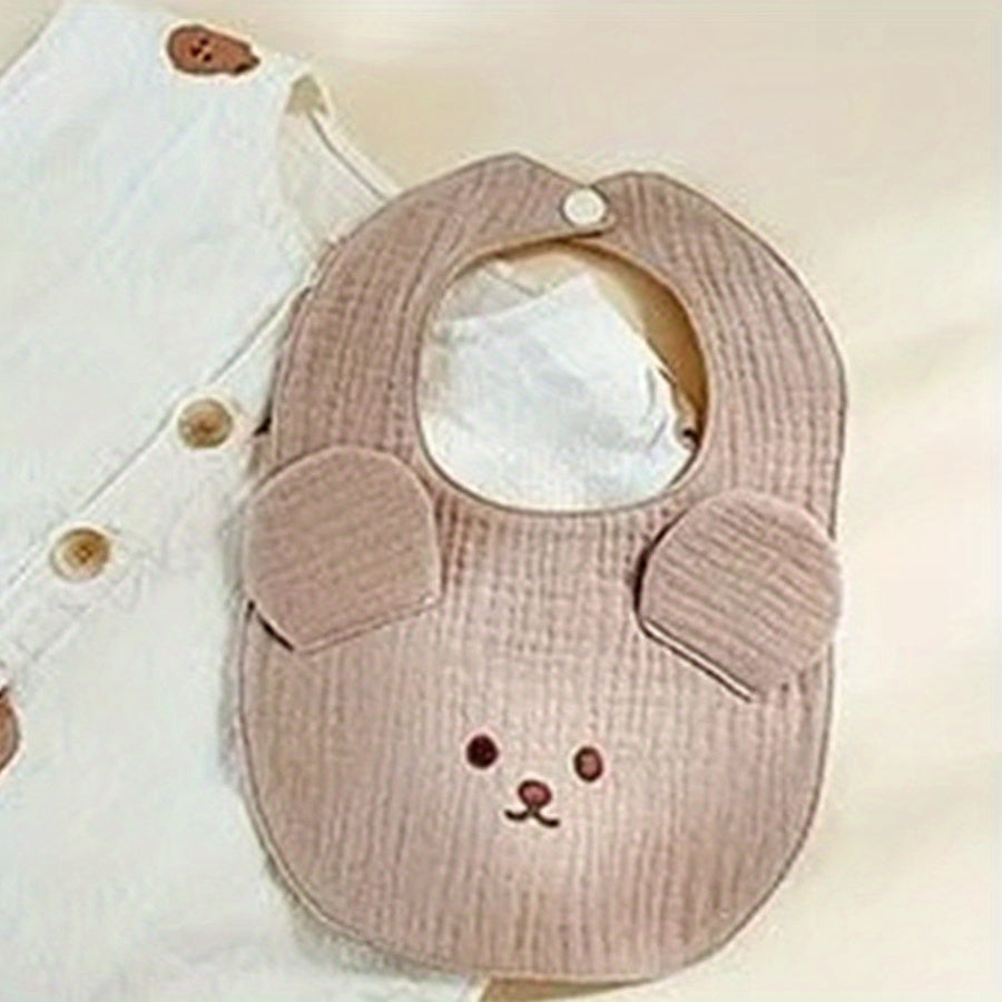 Baby Cotton Gauze Anti-Spitting Milk Bib Ear Embroidery Bib