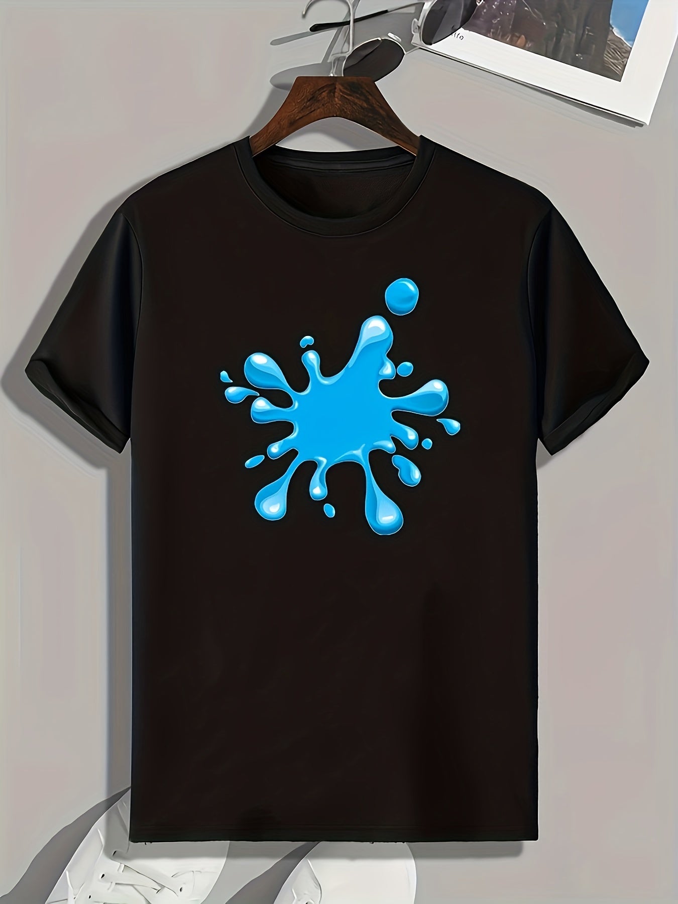 Splash Pattern Print Men's Comfy Sports T Shirt Graphic Tee