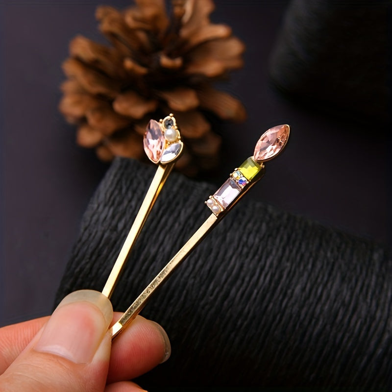 6pcs Faux Pearl Hairpin Enamel Hair Clip Women