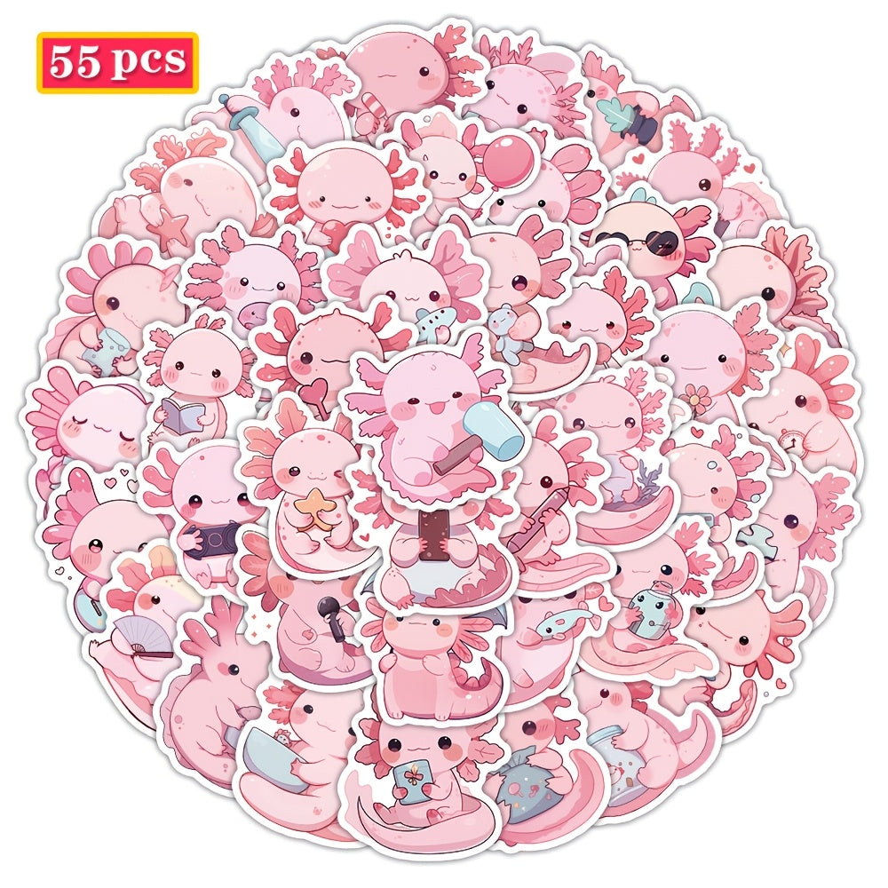 55pcs Axolotl Graffiti Stickers for Laptops, Water Bottles - Holiday In