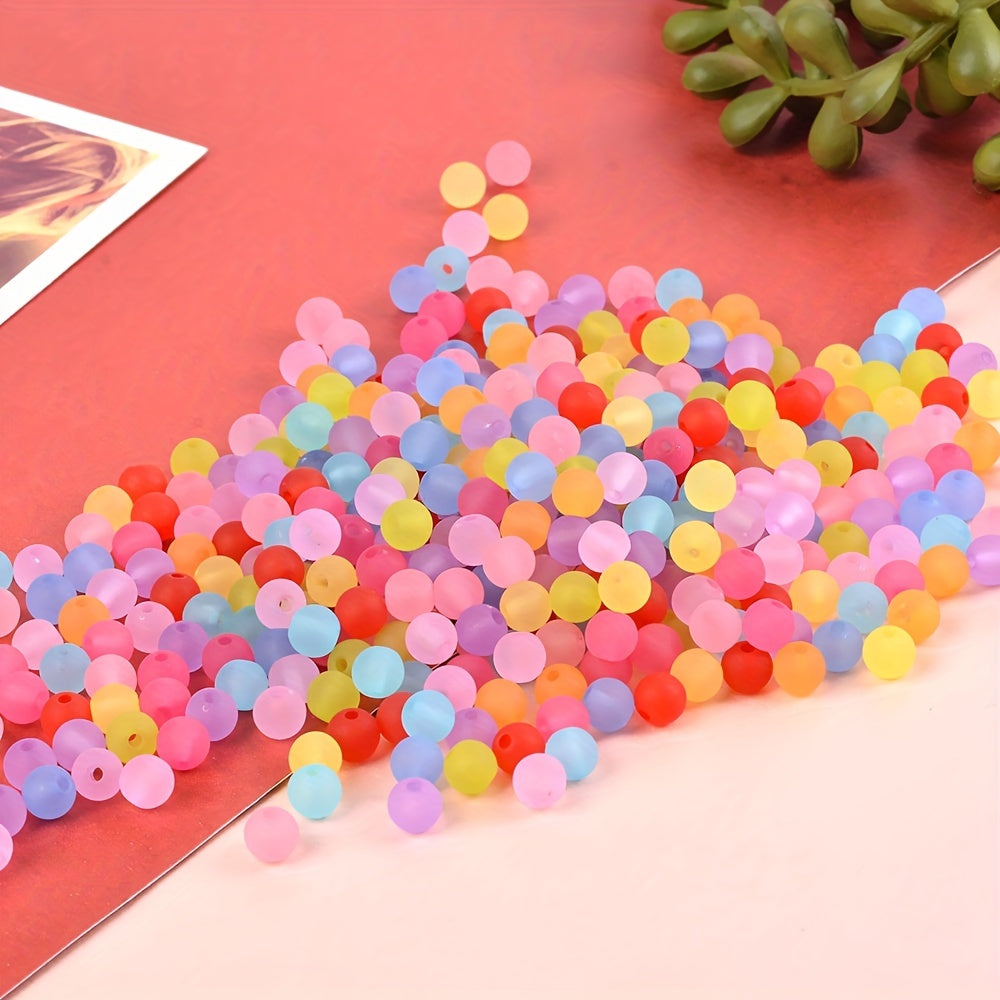 500Pcs 6mm Frosted Crystal Glass Round Spacer Beads Random Mixed Colors