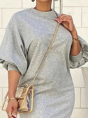  Solid Lantern Sleeve Sweatshirt