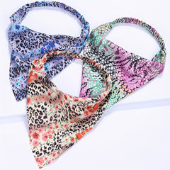 Leopard Floral Headband Triangle Scarf Elastic Turban Boho Bandana