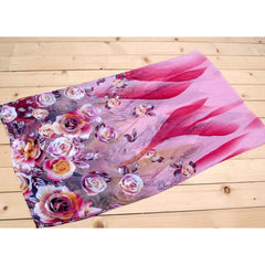 Peacock Feather Rose Print Chiffon Hijab Scarf