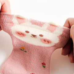 5 Pairs Girls Bunny Flower Striped Socks for Easter