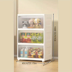 Plastic Storage Cabinet w/ Doors & Lids Easy Assembly Stackable Storage Bin