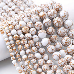 Golden Thread Pine Round Stone Beads 4-12mm