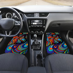 4pcs Colorful Printed Car Floor Mats, Water Absorbent & Stain Resistant