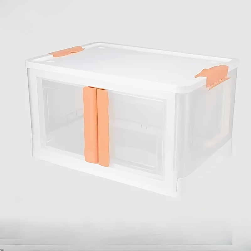Foldable Storage Bins With Lid Transparent Double Open Door Fold Box