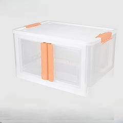 Foldable Storage Bins With Lid Transparent Double Open Door Fold Box