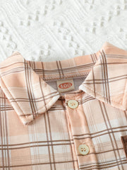 2pcs Boys Plaid Shirt&Shorts Set Summer Kids Clothing