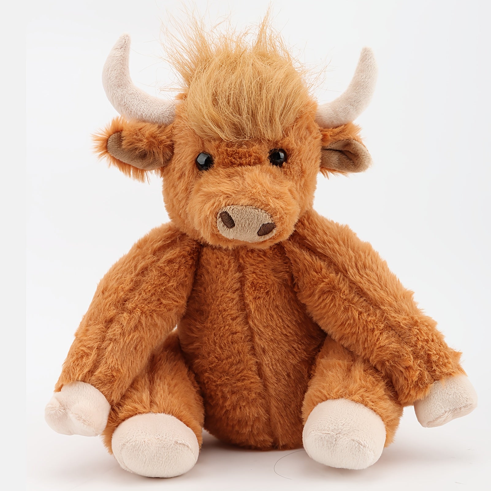 Highland Cattle Plush Toy with Movable Joints - Fluffy Stuffed Animal