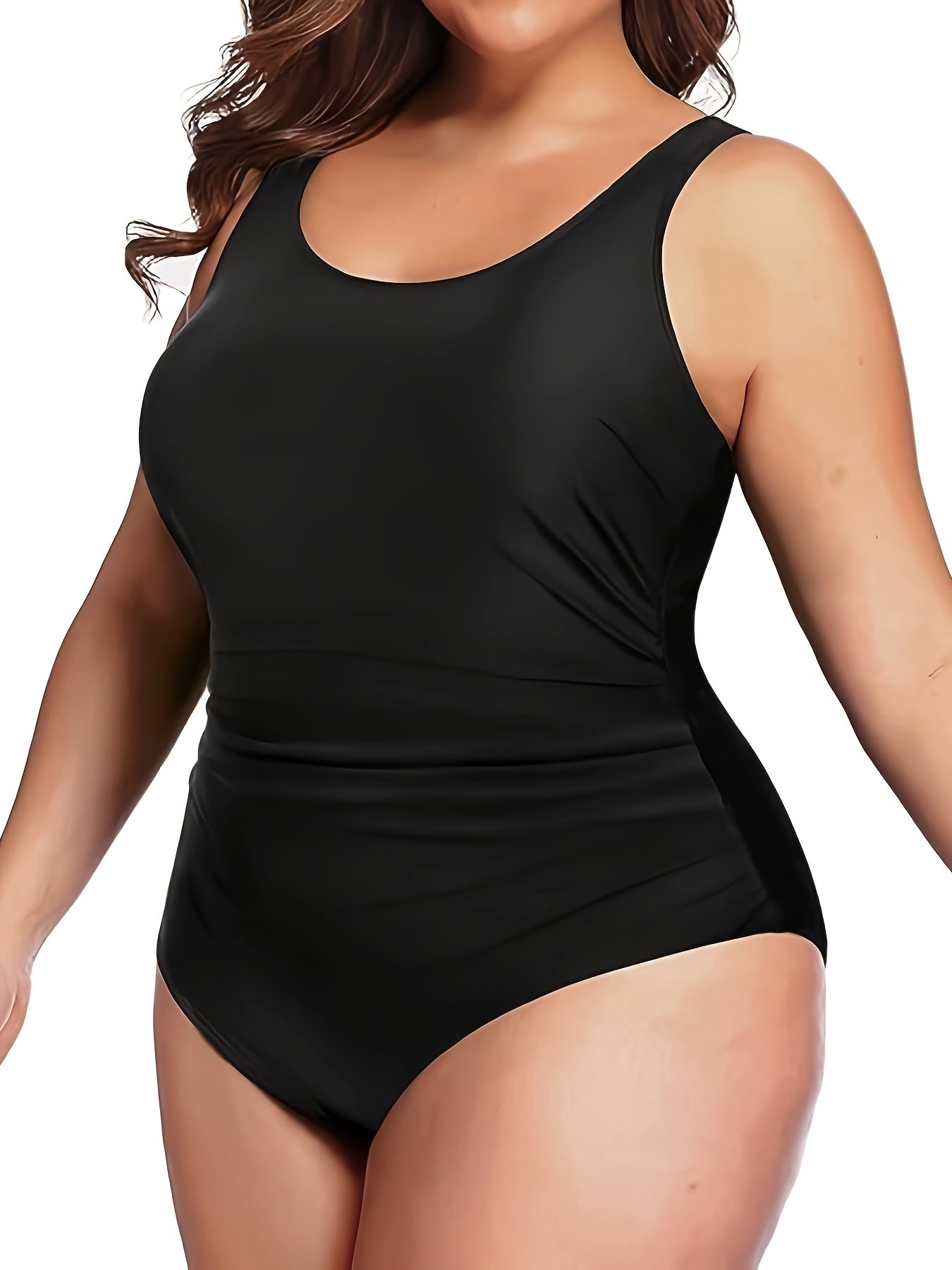  Swimsuit Women's Plus Solid Tummy Control One Piece Bathing Suit