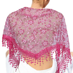 Women's Triangle Scarf With Tassel Lace Shawl