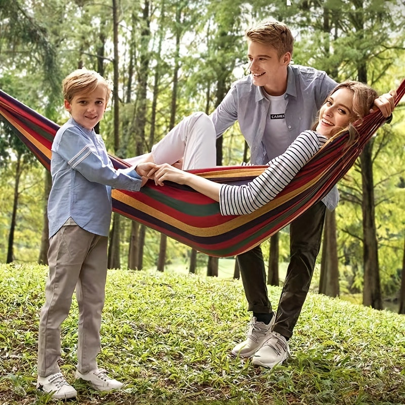 Canvas Hammock Outdoor Leisure Portable Functional Hammocks Stripe Swing