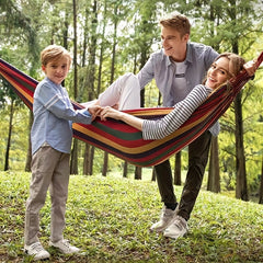 Canvas Hammock Outdoor Leisure Portable Functional Hammocks Stripe Swing