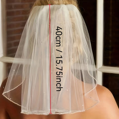 2 Pack Romantic Style Short Bridal Veil with Hair Comb Wedding Accessories